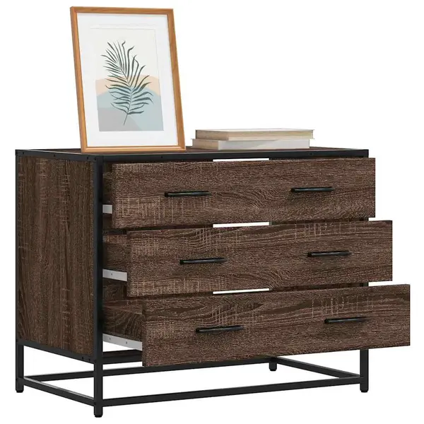 Gossi dulap cu sertar, stejar maro, 70x41x56 cm, lemn prelucrat