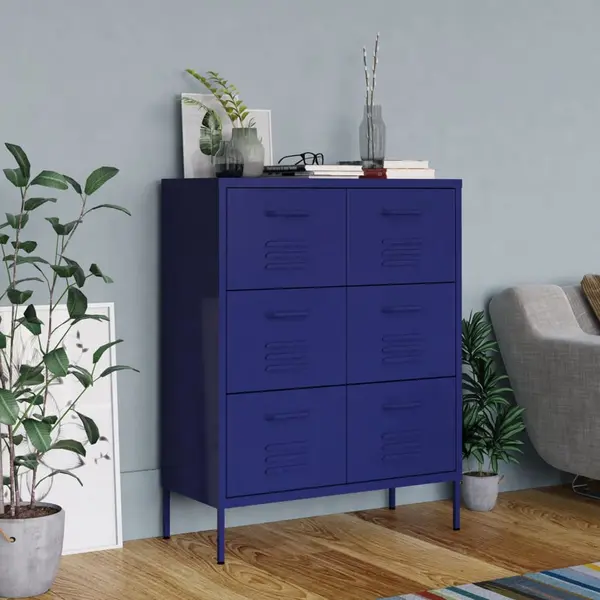 Gossi dulap cu sertare, bleumarin, 80x35x101,5 cm, otel