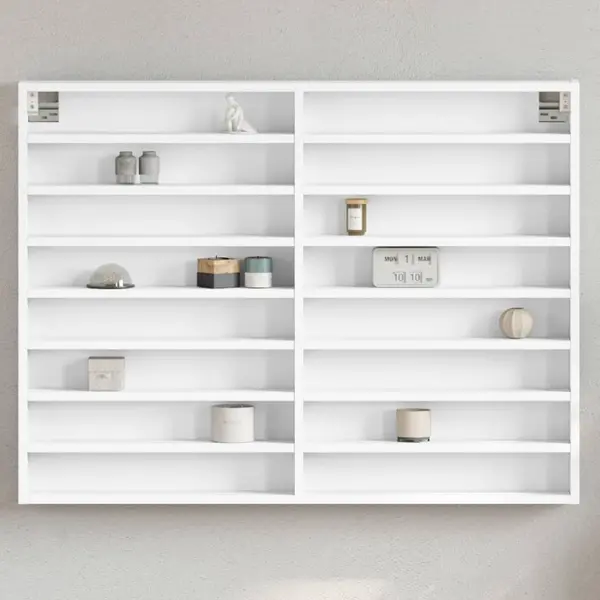 Gossi dulap cu vitrina, alb, 100x8,5x75 cm, lemn prelucrat