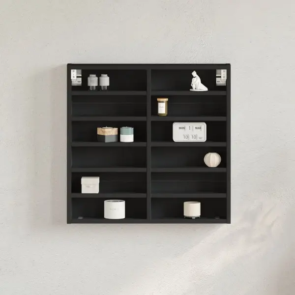Gossi dulap cu vitrina, negru, 60x8,5x58 cm, lemn prelucrat
