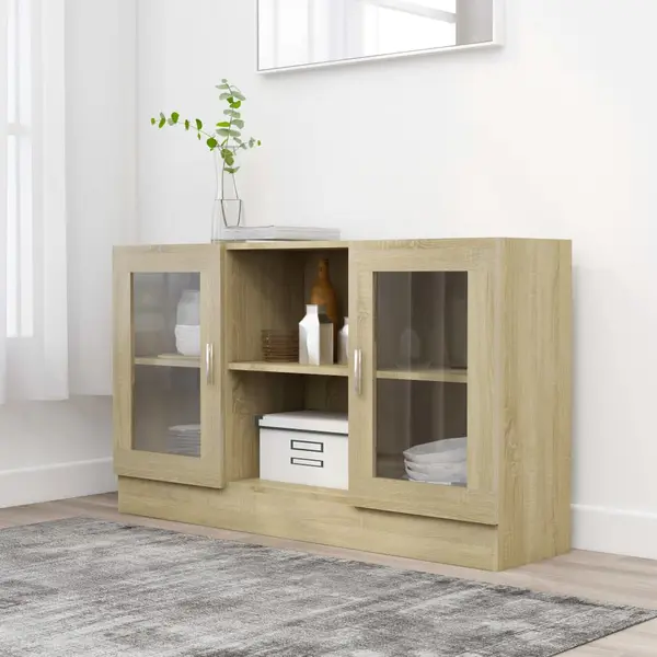Gossi dulap cu vitrina, stejar sonoma, 120x30,5x70 cm, lemn prelucrat