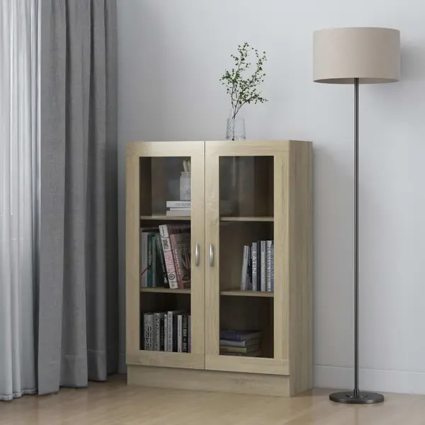 Gossi dulap cu vitrina stejar sonoma 82,5x30,5x115 cm lemn prelucrat