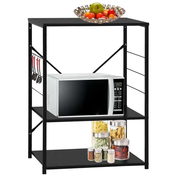Gossi dulap cuptor microunde, negru, 60x39,6x79,5 cm, lemn prelucrat
