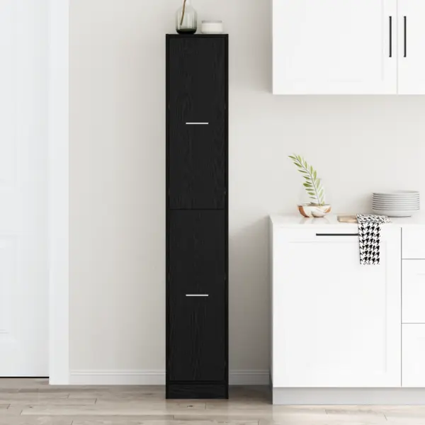 Gossi dulap de apothecary negru de stejar 30x41x174.5 cm din lemn stratificat