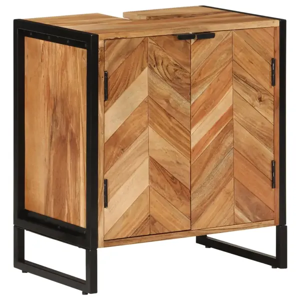 Gossi dulap de baie, 55x35x60 cm, lemn masiv de acacia si fier
