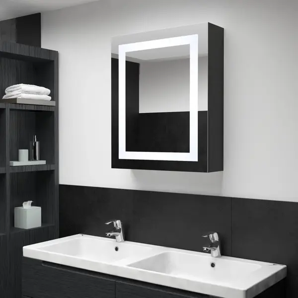 Gossi dulap de baie cu oglinda si led-uri, 50x13x70 cm