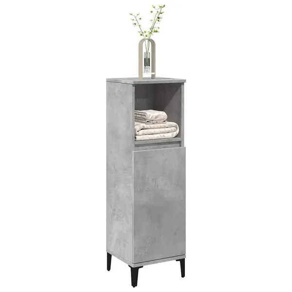 Gossi dulap de baie, gri beton, 30x30x100 cm, lemn prelucrat