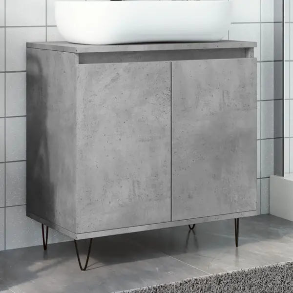 Gossi dulap de baie, gri beton, 58x33x60 cm, lemn prelucrat