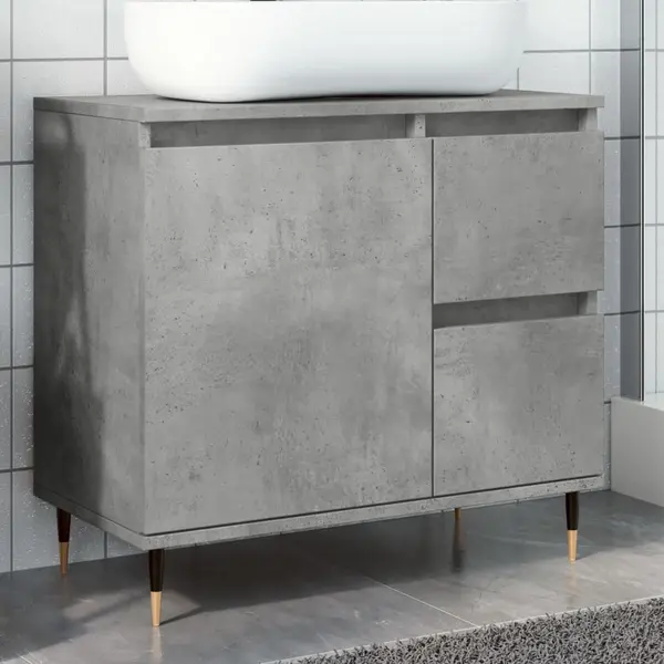 Gossi dulap de baie, gri beton, 65x33x60 cm, lemn prelucrat