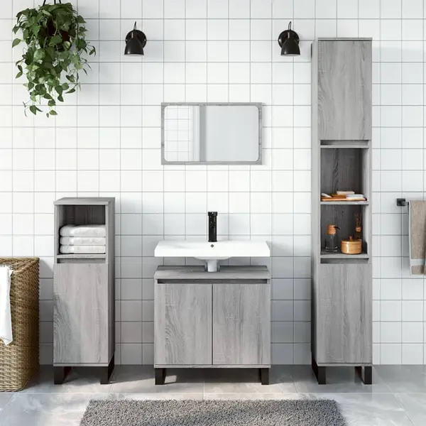 Gossi dulap de baie, gri sonoma, 58x33x60 cm, lemn prelucrat