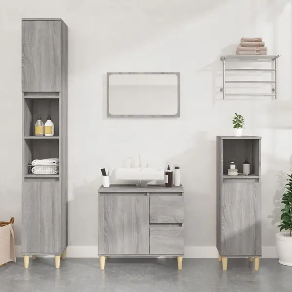 Gossi dulap de baie, gri sonoma, 65x33x60 cm, lemn prelucrat