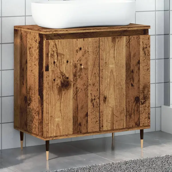 Gossi dulap de baie, lemn vechi, 58x33x60 cm, lemn prelucrat