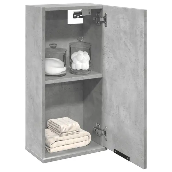 Gossi dulap de baie montat pe perete, gri beton, 32x20x67 cm