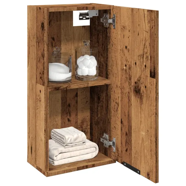 Gossi dulap de baie montat pe perete, lemn vechi, 32x20x67 cm