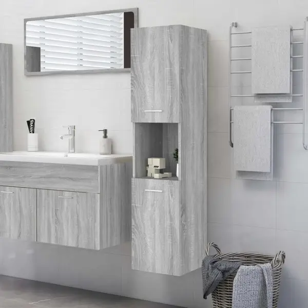 Gossi dulap de baie, sonoma gri, 30x30x130 cm, lemn prelucrat