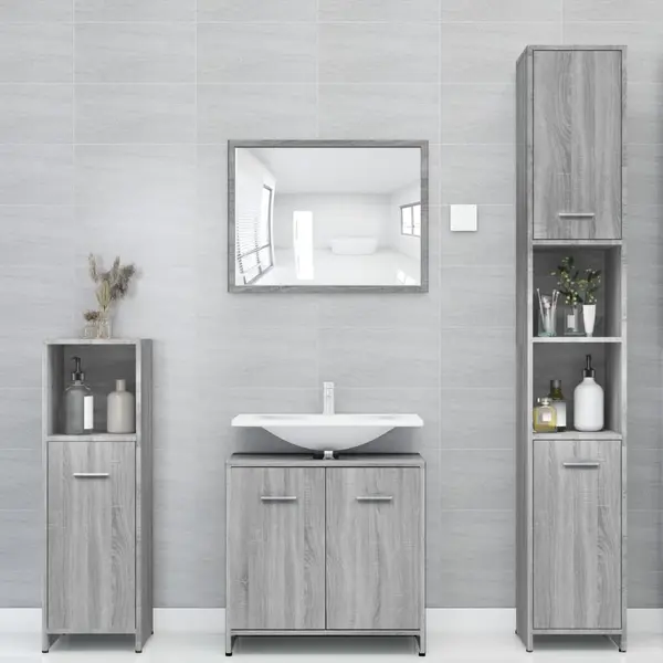 Gossi dulap de baie, sonoma gri, 30x30x183,5 cm, lemn prelucrat