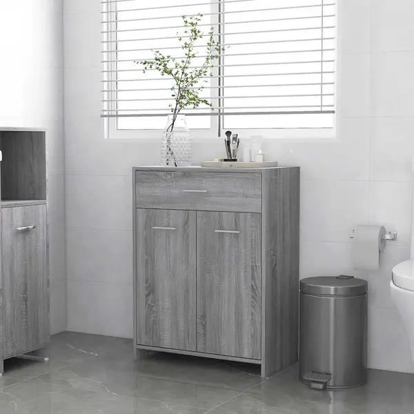 Gossi dulap de baie, sonoma gri, 60x33x80 cm, lemn prelucrat