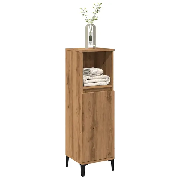 Gossi dulap de baie, stejar artizanal, 30x30x100 cm, lemn prelucrat