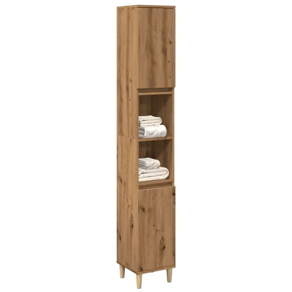 Gossi dulap de baie, stejar artizanal, 30x30x190 cm, lemn prelucrat