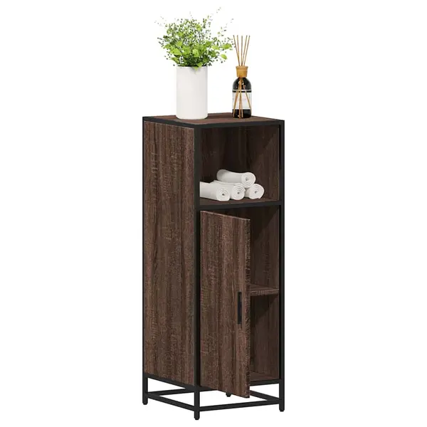 Gossi dulap de baie, stejar maro, 35x37,5x100 cm, lemn prelucrat