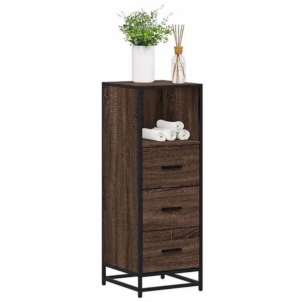 Gossi dulap de baie, stejar maro, 35x37,5x100 cm, lemn prelucrat
