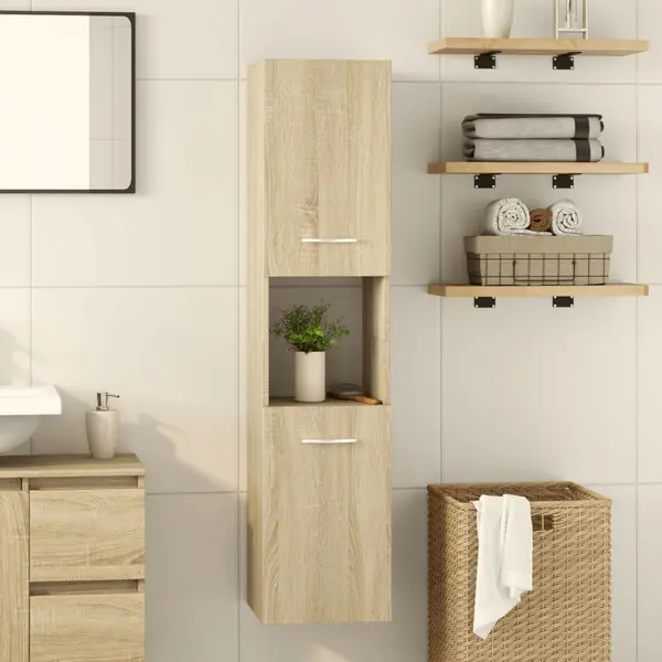 Gossi dulap de baie, stejar sonoma, 30x30x130 cm, lemn prelucrat