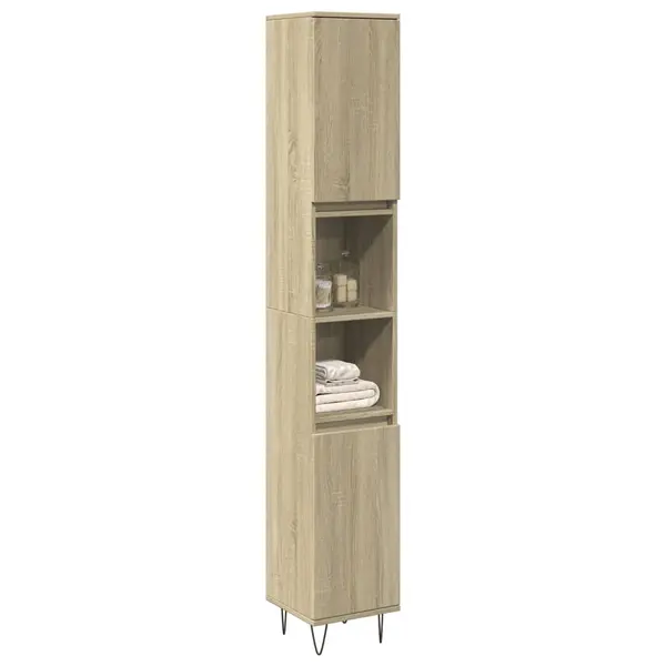 Gossi dulap de baie, stejar sonoma, 30x30x190 cm, lemn prelucrat
