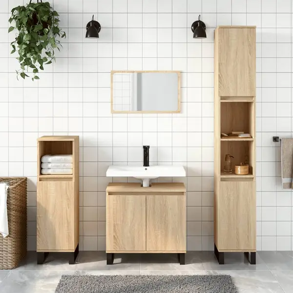 Gossi dulap de baie, stejar sonoma, 58x33x60 cm, lemn prelucrat
