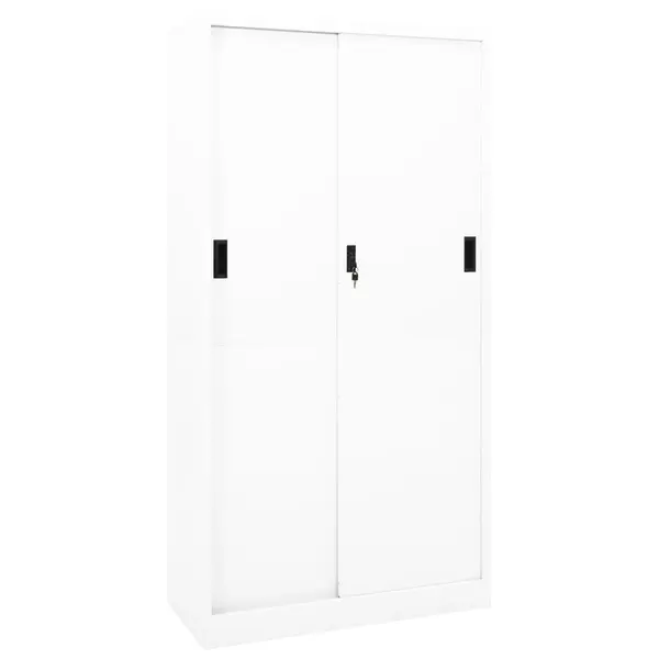 Gossi dulap de birou cu usa glisanta, alb, 90x40x180 cm, otel