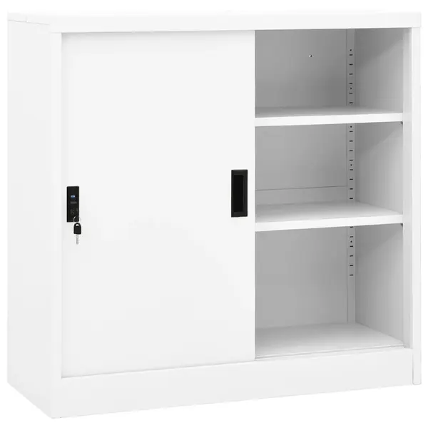Gossi dulap de birou cu usa glisanta, alb, 90x40x90 cm, otel