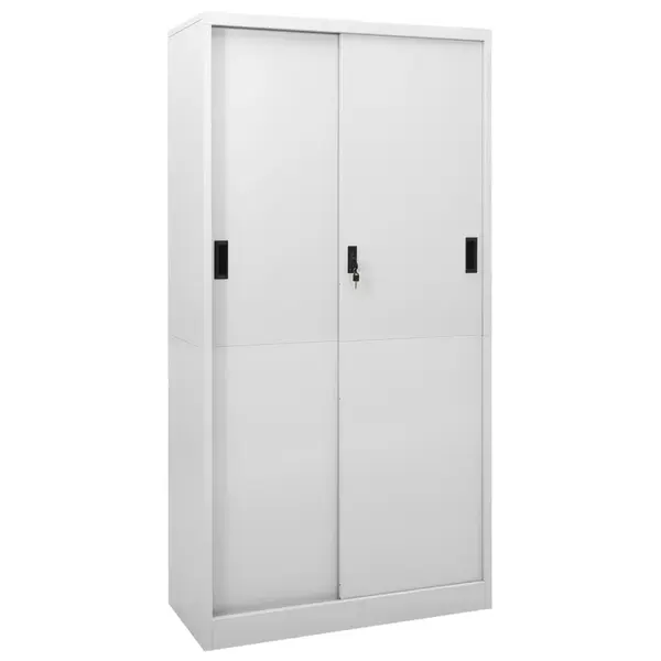 Gossi dulap de birou cu usa glisanta, gri deschis, 90x40x180 cm, otel