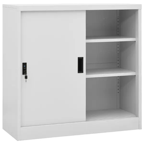 Gossi dulap de birou cu usa glisanta, gri deschis, 90x40x90 cm, otel