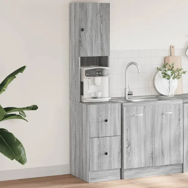 Gossi dulap de bucatarie, gri sonoma, 35x50x180 cm lemn prelucrat