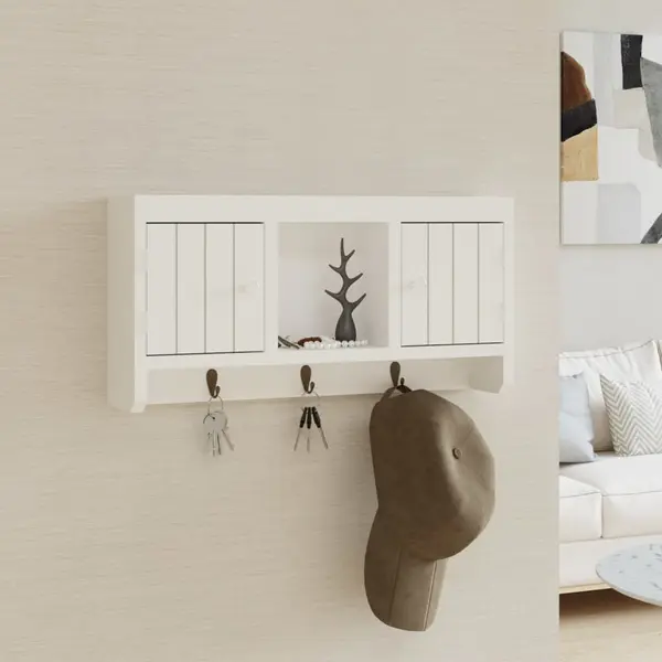 Gossi dulap de chei, alb, 40x8,5x20 cm, lemn prelucrat si otel