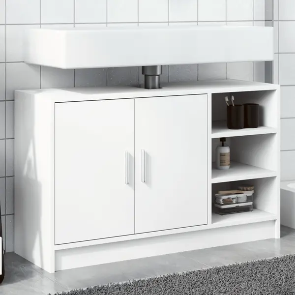 Gossi dulap de chiuveta, alb, 90x29x55 cm, lemn prelucrat