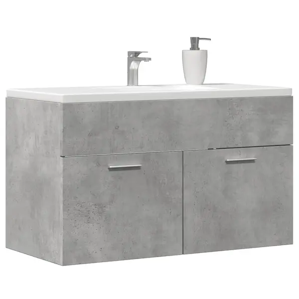 Gossi dulap de chiuveta baie gri beton, 90x38,5x46 cm, lemn prelucrat