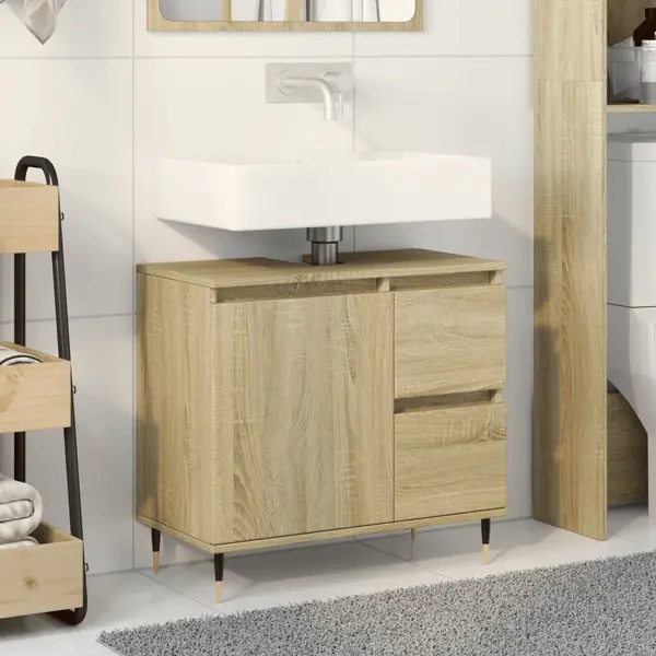 Gossi dulap de chiuveta baie stejar sonoma 65x33x60 cm lemn prelucrat