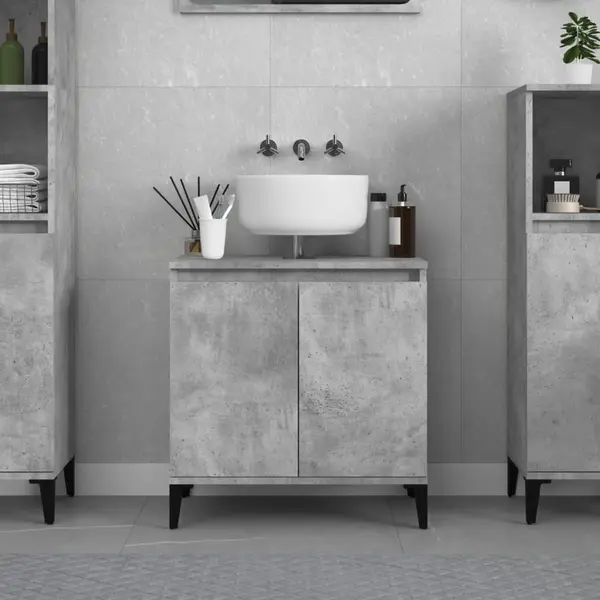 Gossi dulap de chiuveta, gri beton, 58x33x60 cm, lemn prelucrat