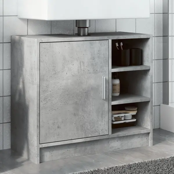Gossi dulap de chiuveta, gri beton, 63x29x55 cm, lemn prelucrat