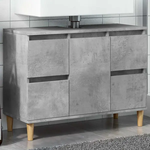 Gossi dulap de chiuveta, gri beton, 80x33x60 cm, lemn prelucrat