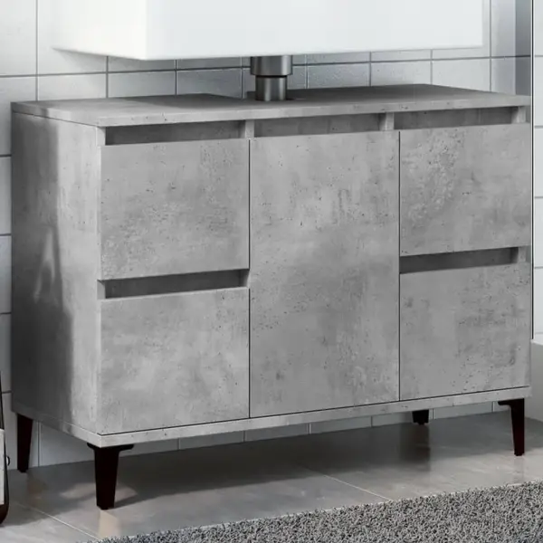 Gossi dulap de chiuveta, gri beton, 80x33x60 cm, lemn prelucrat