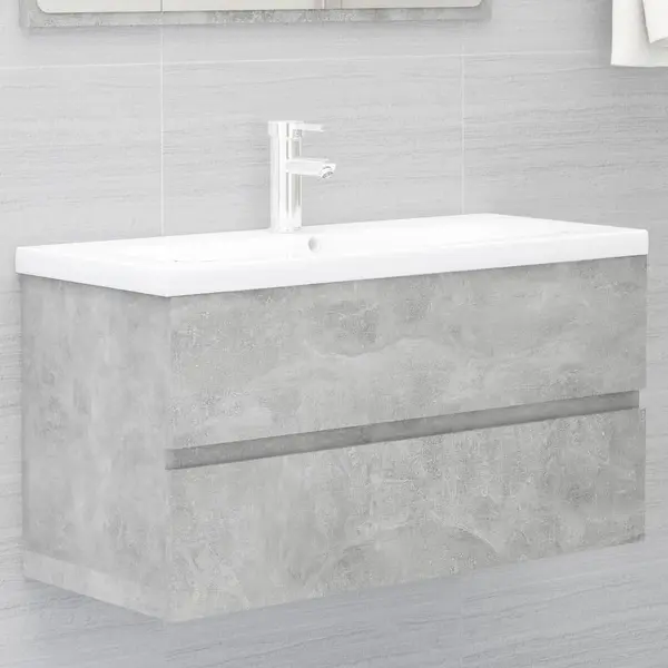 Gossi dulap de chiuveta, gri beton, 90x38,5x45 cm, lemn prelucrat