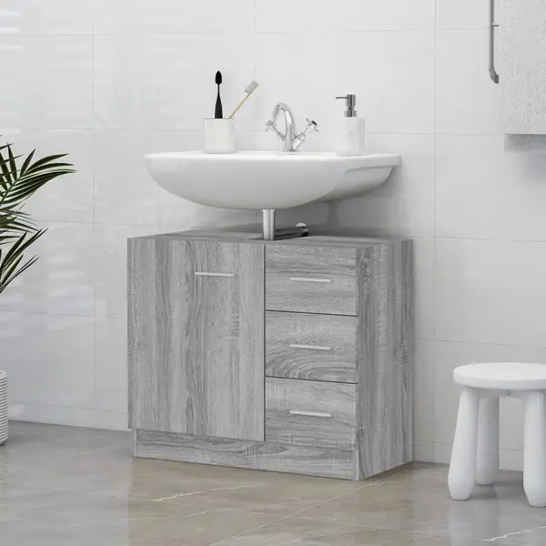 Gossi dulap de chiuveta, gri sonoma, 63x30x54 cm, lemn prelucrat