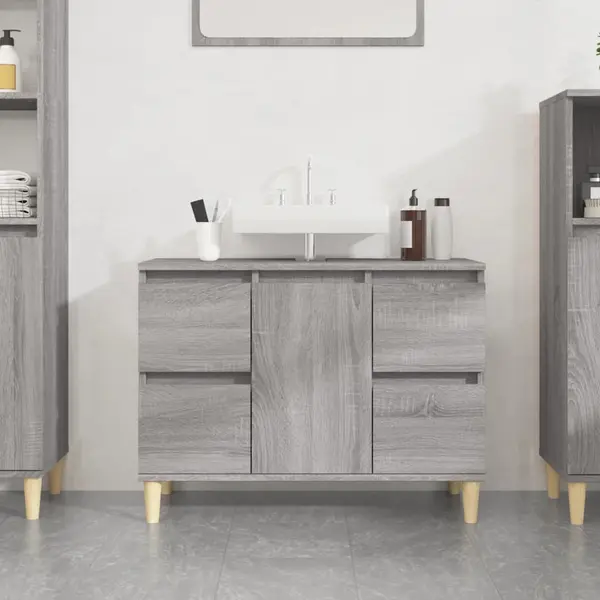 Gossi dulap de chiuveta, gri sonoma, 80x33x60 cm, lemn prelucrat
