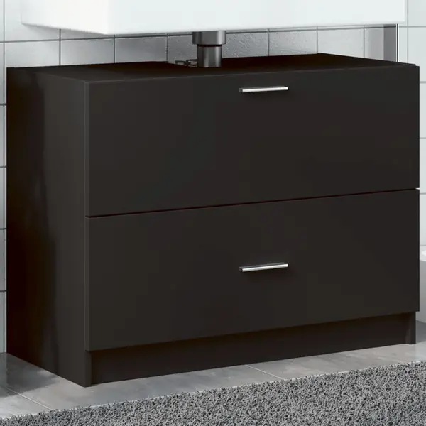 Gossi dulap de chiuveta, negru, 78x37x59 cm, lemn prelucrat