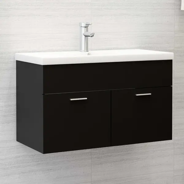 Gossi dulap de chiuveta, negru, 80x38,5x46 cm, pal