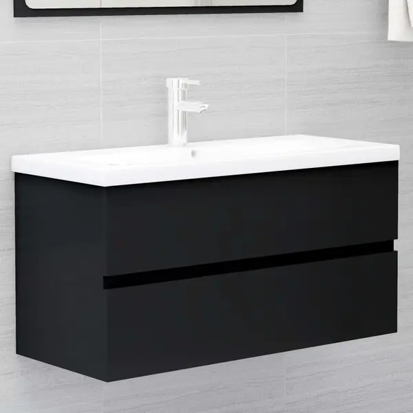 Gossi dulap de chiuveta, negru, 90x38,5x45 cm, pal