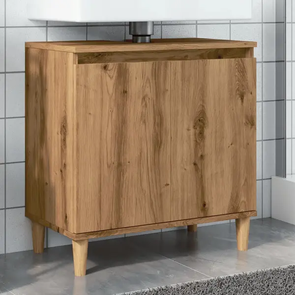 Gossi dulap de chiuveta, stejar artizanal, 58x33x60 cm lemn prelucrat