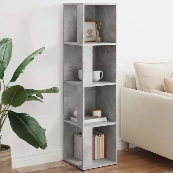 Gossi dulap de colt, gri beton, 33x33x132 cm, pal