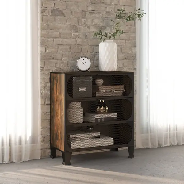 Gossi dulap de depozitare ,maro rustic,72x36x82cm,metal si mdf